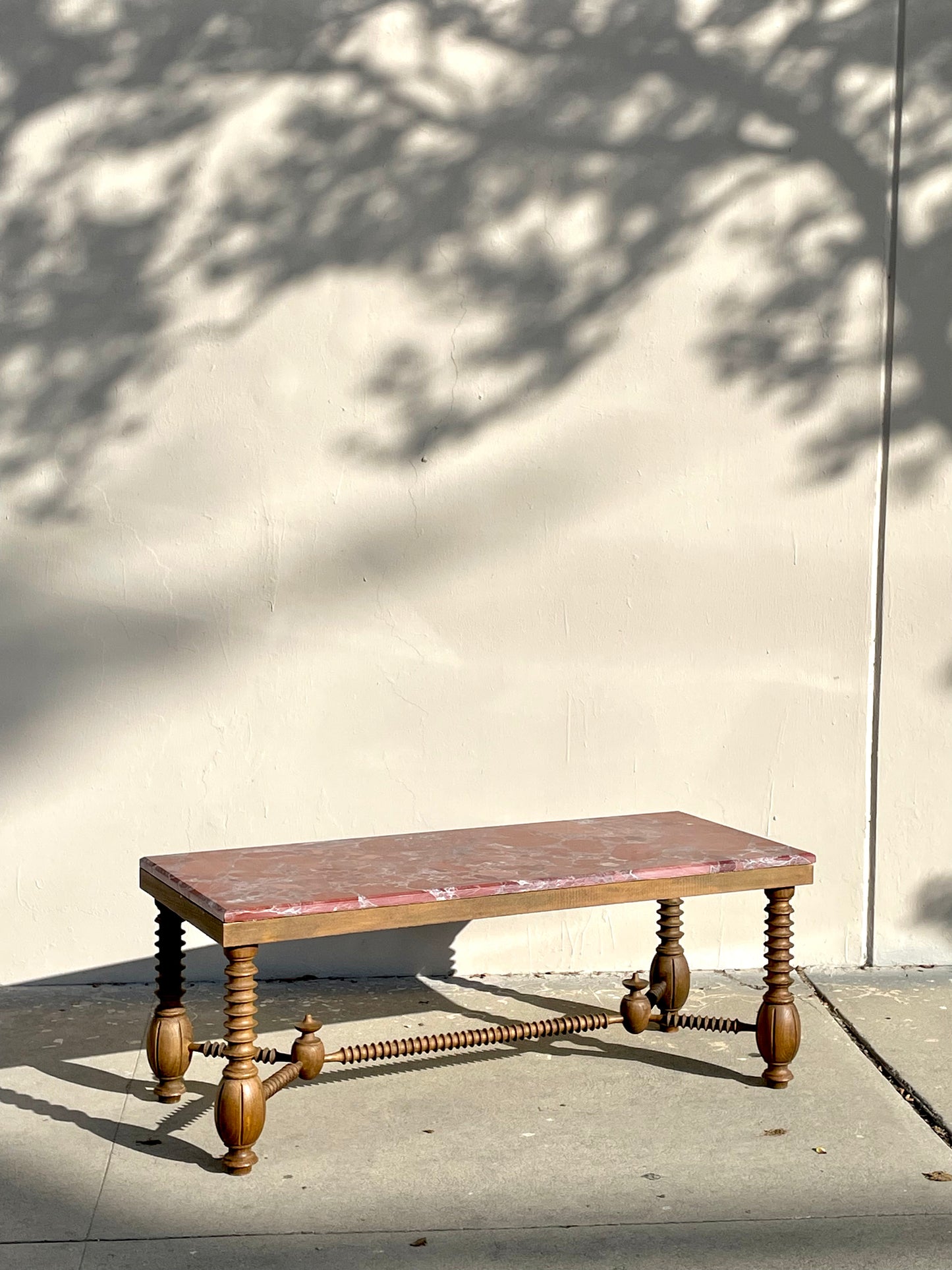 Turned Oak and Marinace Coffee table