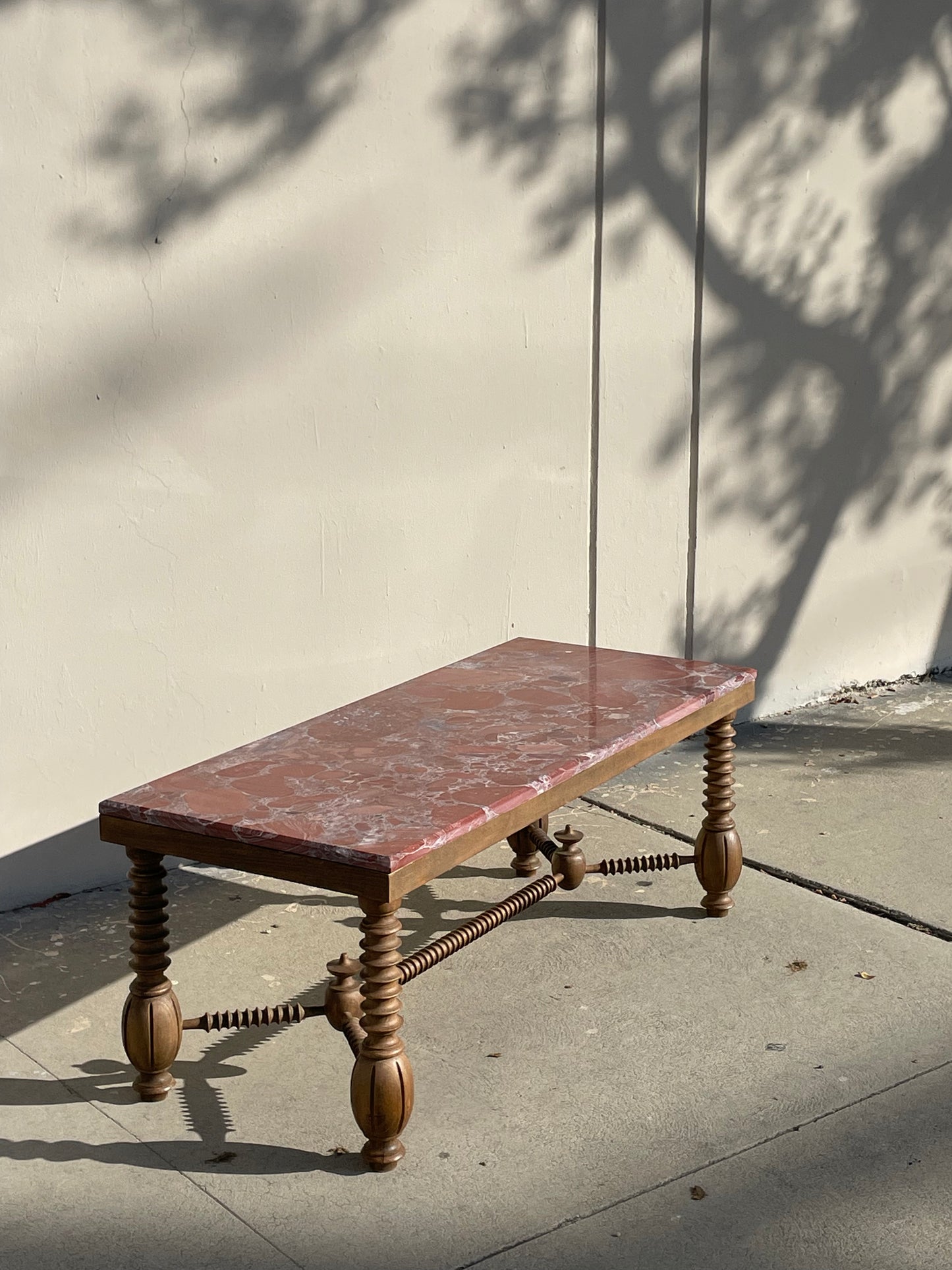 Turned Oak and Marinace Coffee table