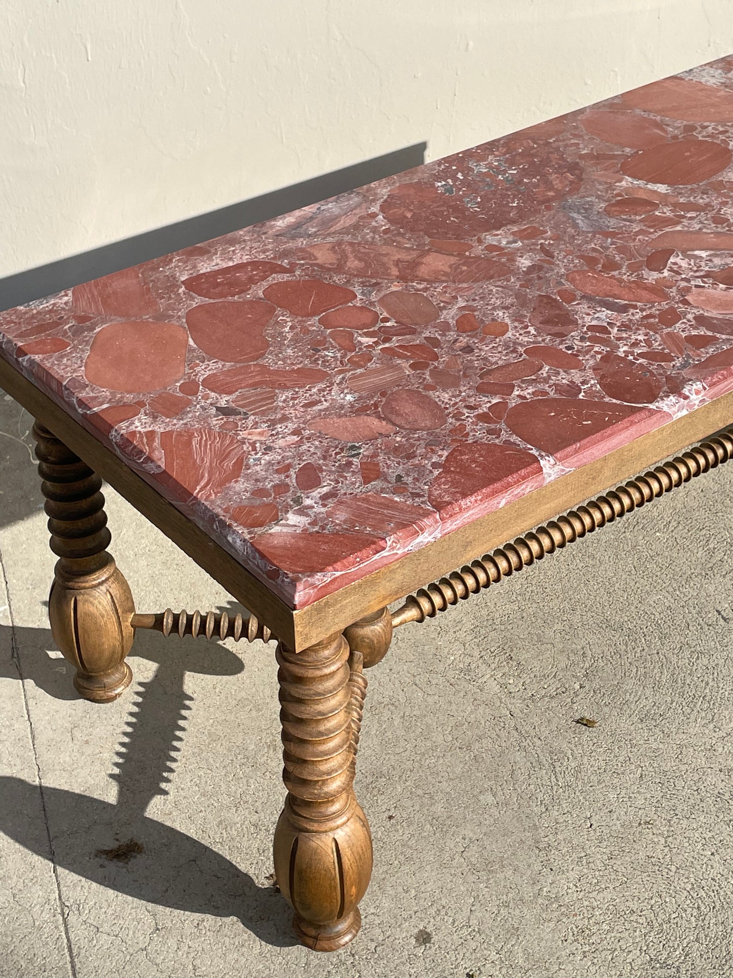 Turned Oak and Marinace Coffee table