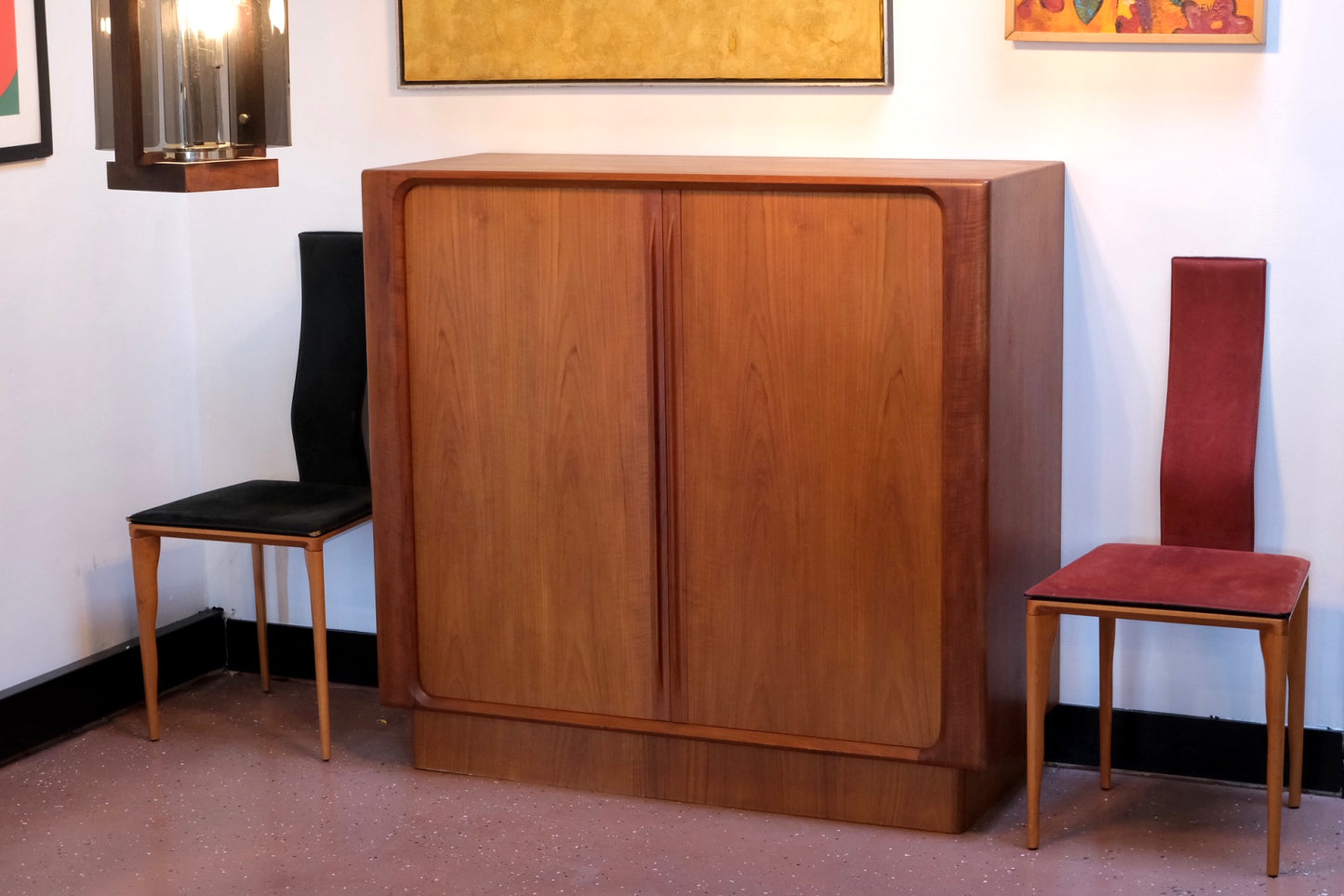 Danish Highboy Dresser w/Tambour Doors
