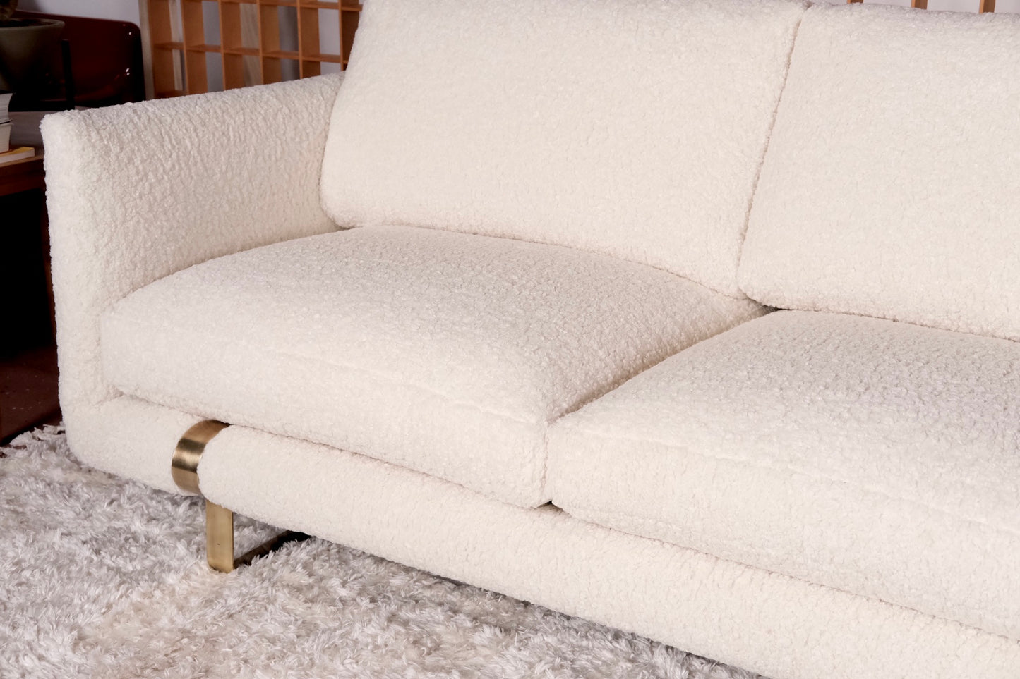 Bronze Sled base sofa by Milo Baughman