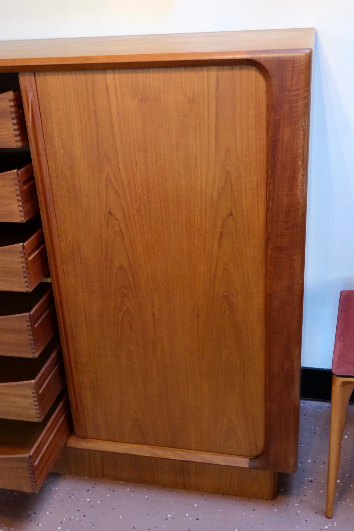 Danish Highboy Dresser w/Tambour Doors