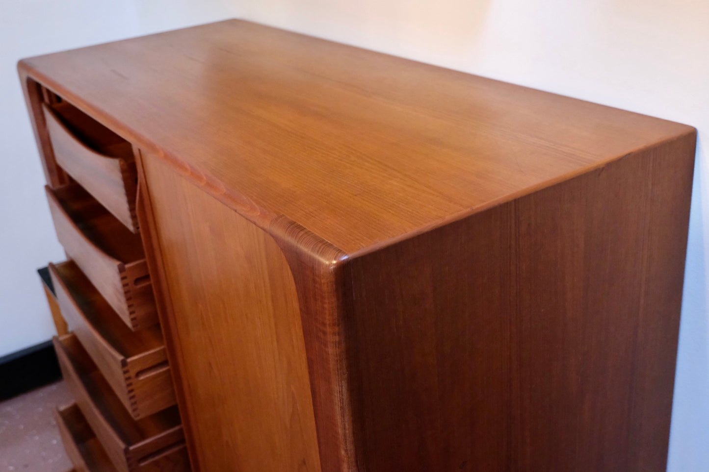 Danish Highboy Dresser w/Tambour Doors