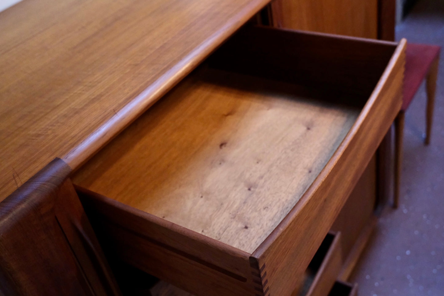 Danish Highboy Dresser w/Tambour Doors