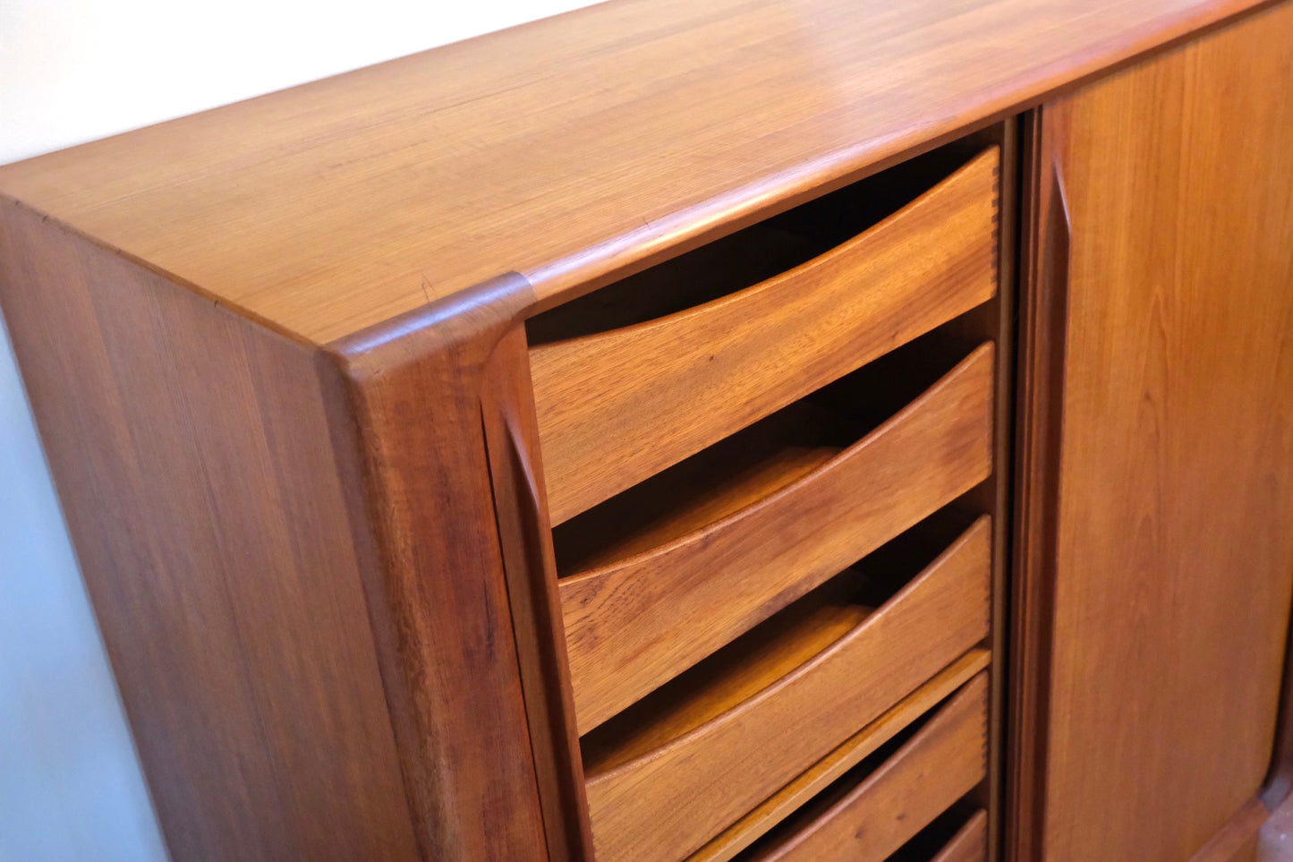 Danish Highboy Dresser w/Tambour Doors