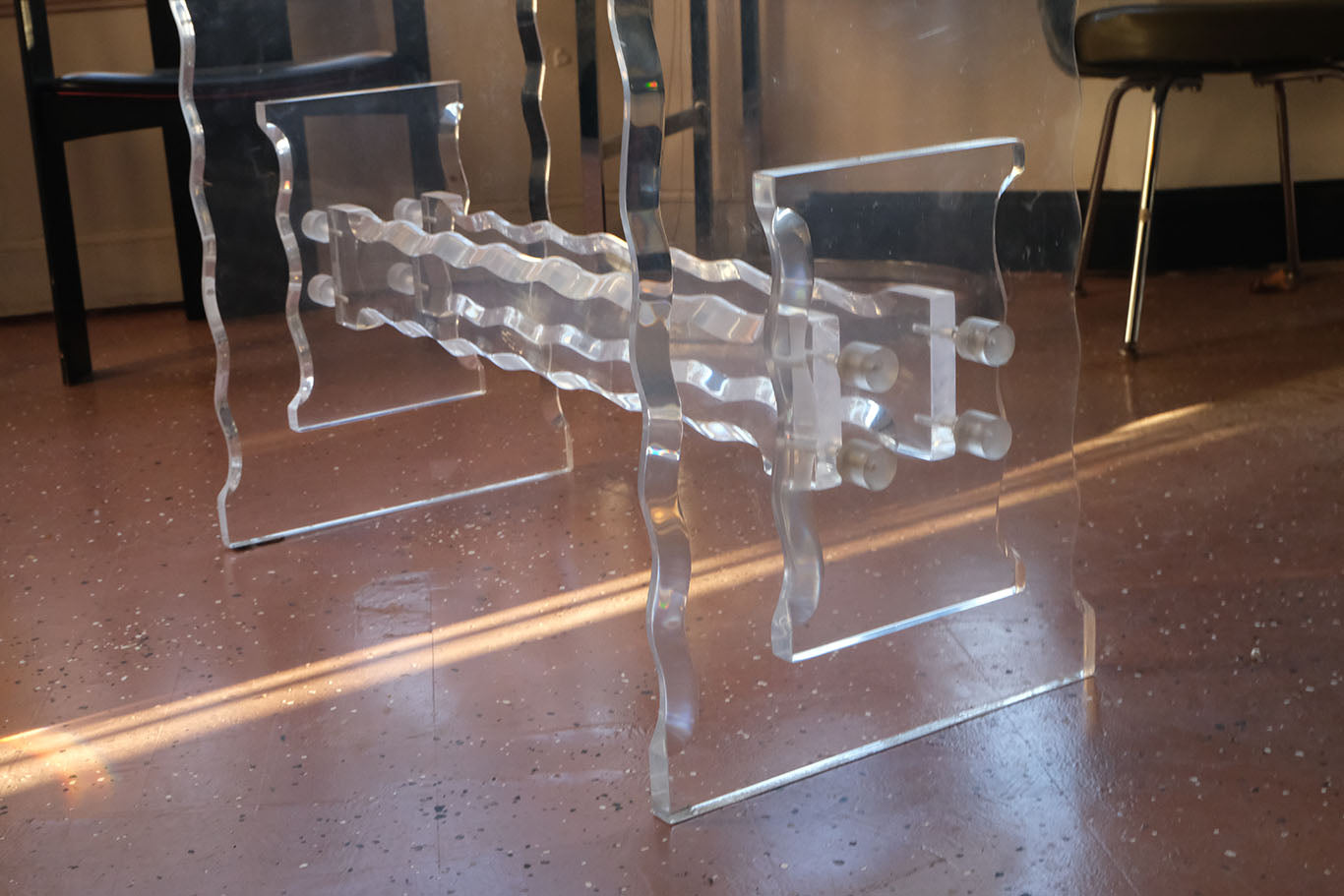Glass and Acrylic Wavy Dining Table