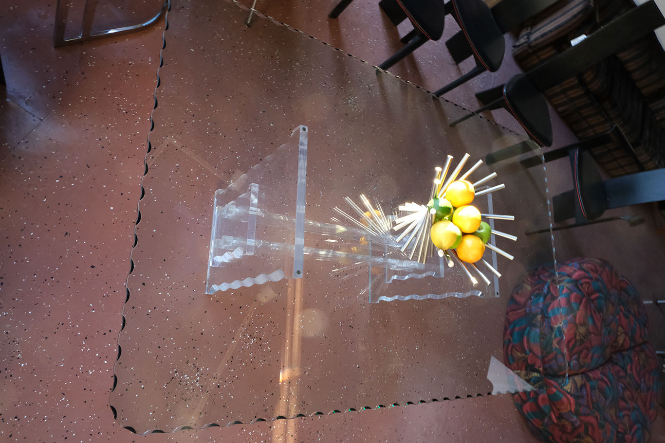 Glass and Acrylic Wavy Dining Table