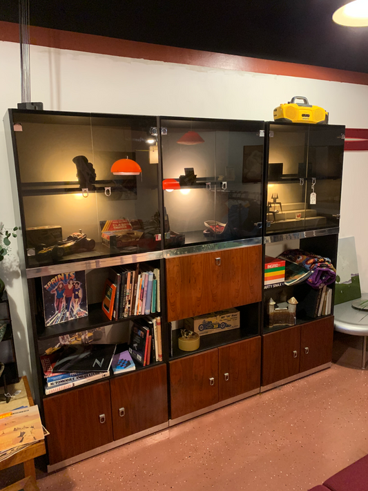 Wall unit w/rosewood and smoke acrylic